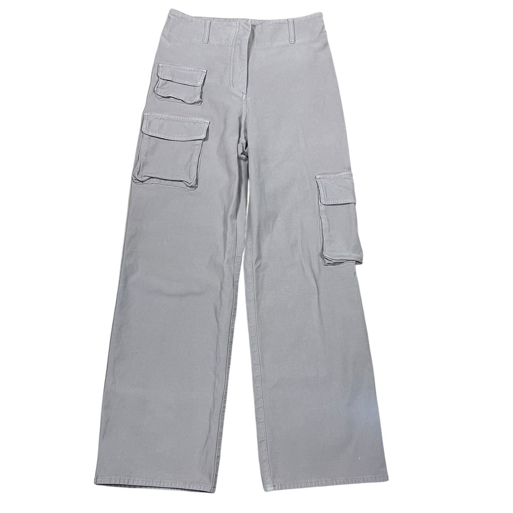 Wilfred Free Aritzia Picture Cargo Pants Size 6 Beige Wide Leg High Rise Stretch